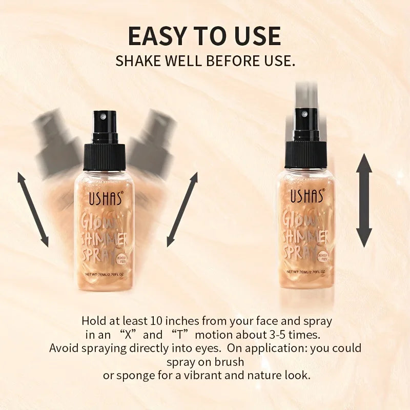 USHAS Glow Shimmer Spray Liquid Highlighter for Face & Body