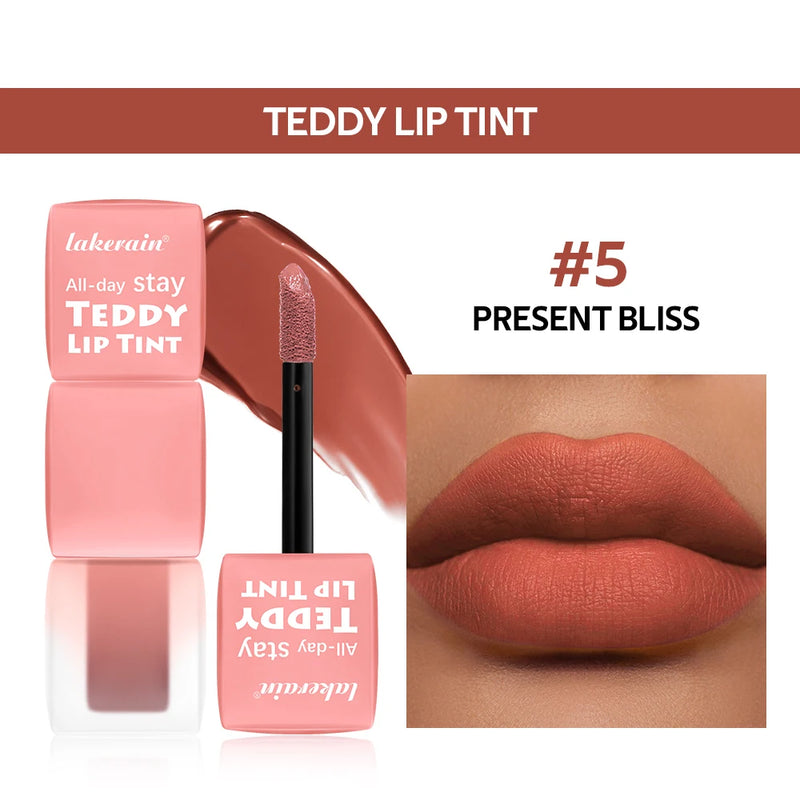 Lakerain Waterproof Teddy Lip Gloss Velvet Matte Lip Mud Long-lasting Coloring Lipstick Light Non-transfer Lip Glaze Face Makeup