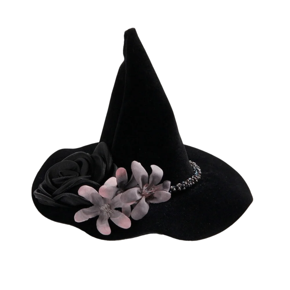 Flower Witch Hat Hair Clip Skull Spider Gothic Style Halloween Hair Clip Headdress Dark Black Witch Hairpins Cosplay