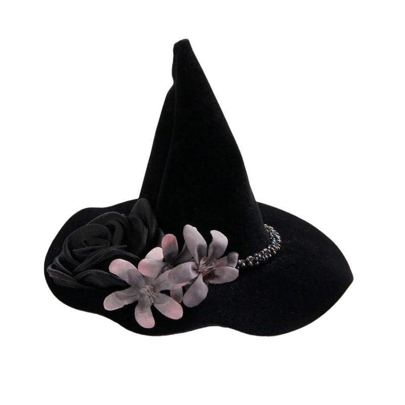 Flower Witch Hat Hair Clip Skull Spider Gothic Style Halloween Hair Clip Headdress Dark Black Witch Hairpins Cosplay