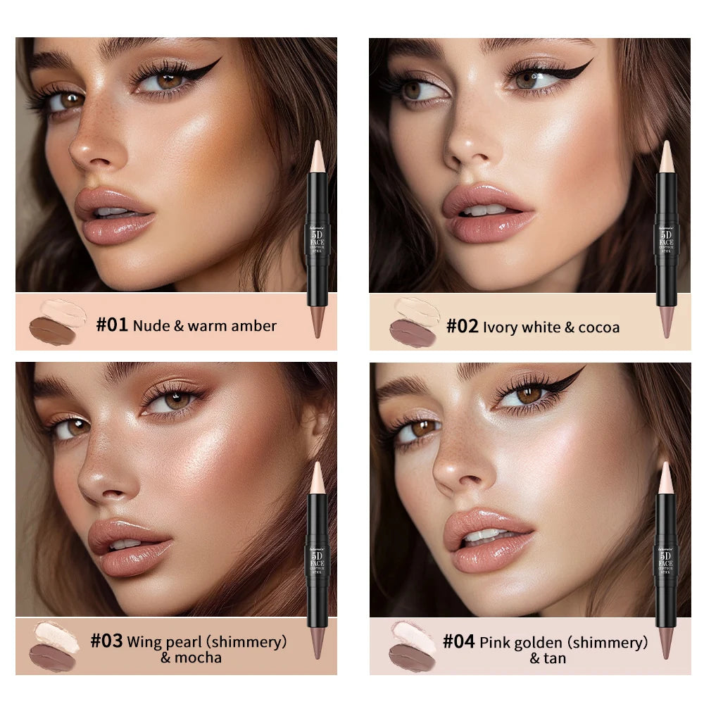 Lakerain 5D Dual-Ended Contour & Highlighter Stick for Face Definition