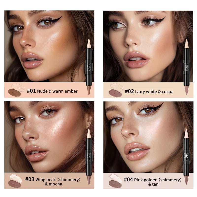Lakerain 5D Dual-Ended Contour & Highlighter Stick for Face Definition