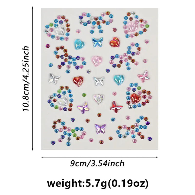 1pcs Laser Sparkle Stars Diamond/Pearls Face Gems Stickers Heart Moon Shape Rhinestones for Eyes/Face Stickers Temporary Tattoos