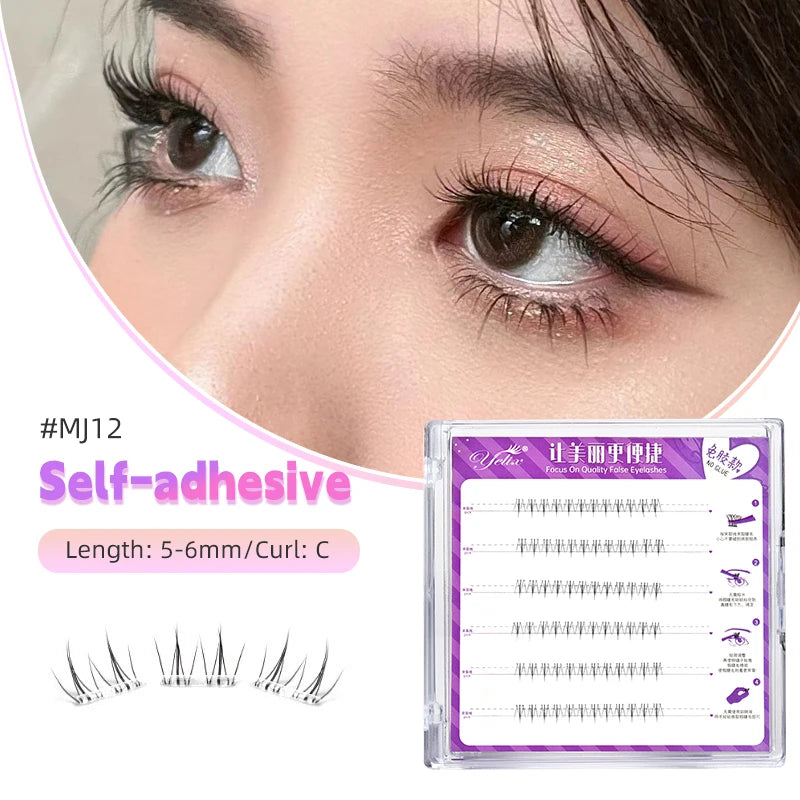 Yelix Large Capacity Self-Adhesive Eyelashes No Glue Fake Lashes Extensions Reusable for Makeup Soft Mink Eyelashes