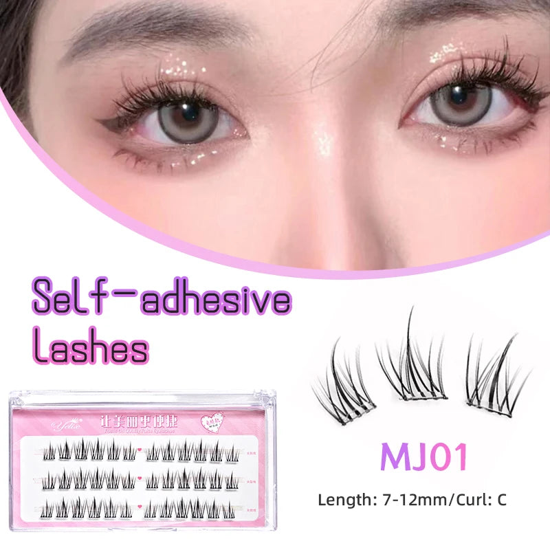Yelix Large Capacity Self-Adhesive Eyelashes No Glue Fake Lashes Extensions Reusable for Makeup Soft Mink Eyelashes