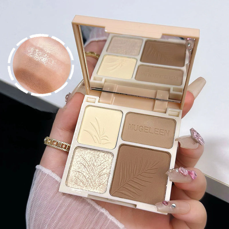 MUGELEEN 4 Color Contour Highlighter Makeup Palette