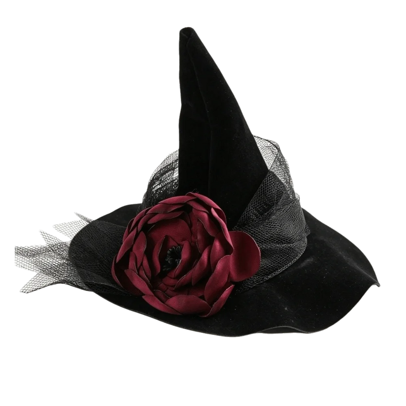 Flower Witch Hat Hair Clip Skull Spider Gothic Style Halloween Hair Clip Headdress Dark Black Witch Hairpins Cosplay