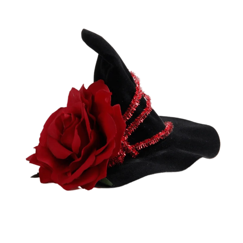 Flower Witch Hat Hair Clip Skull Spider Gothic Style Halloween Hair Clip Headdress Dark Black Witch Hairpins Cosplay