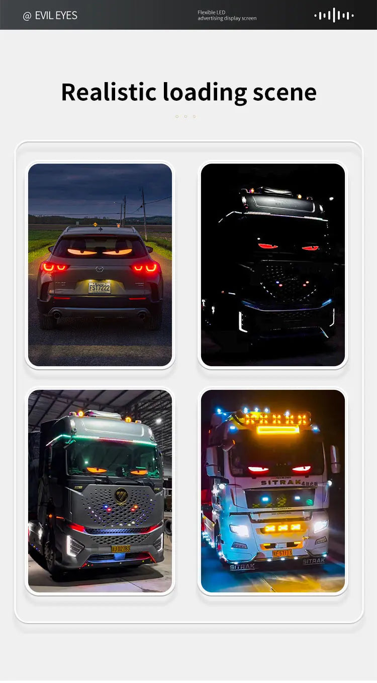 New APP LED Truck Car Devil Eye Light For Board Windshield Remote Music Control Custom Text Pattern Lighting 12V 24V Display