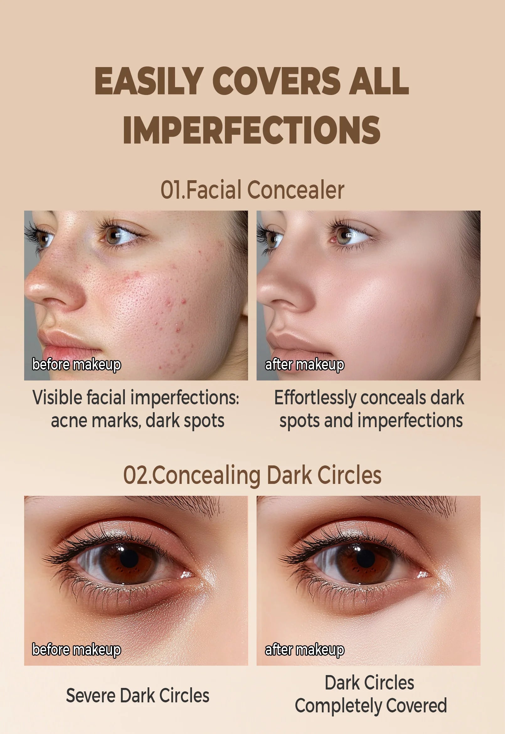 QIC Waterproof Full Coverage Concealer for Tattoos & Scars