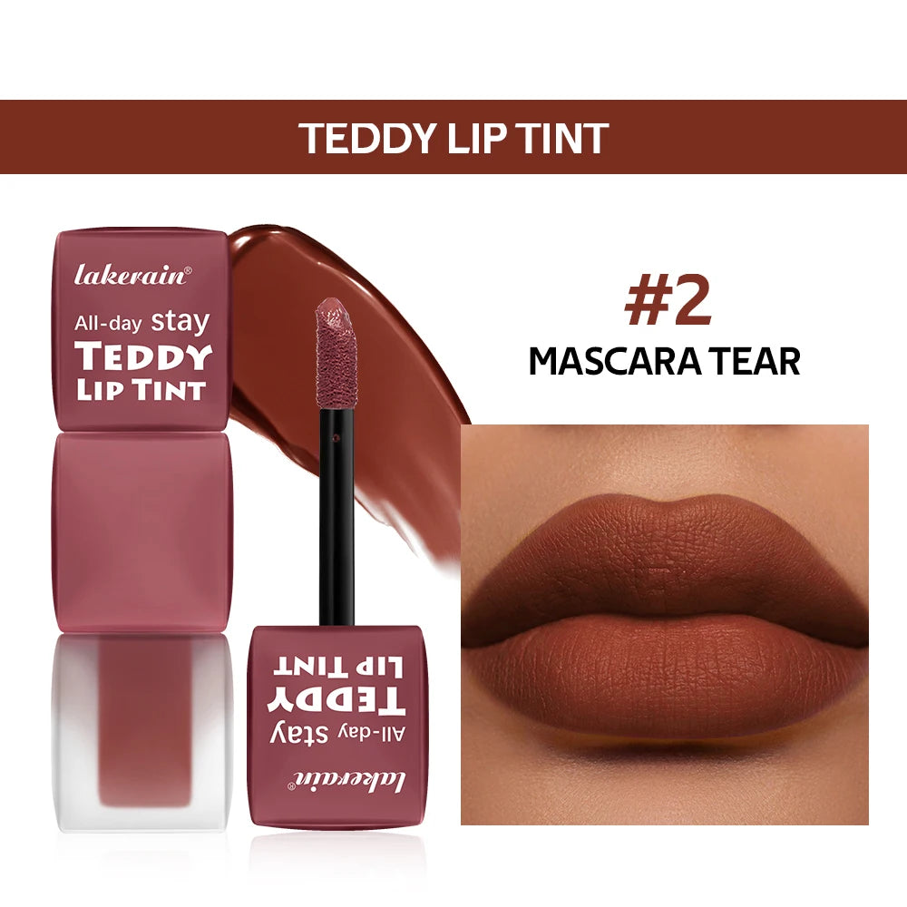 Lakerain Waterproof Teddy Lip Gloss Velvet Matte Lip Mud Long-lasting Coloring Lipstick Light Non-transfer Lip Glaze Face Makeup