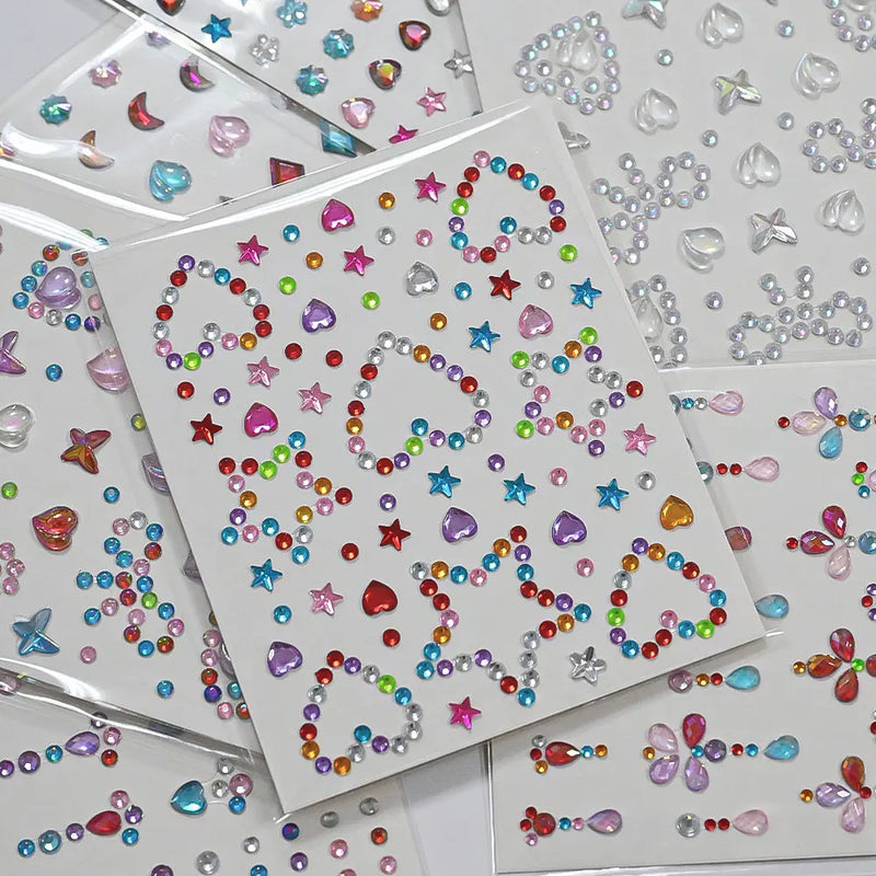 1pcs Laser Sparkle Stars Diamond/Pearls Face Gems Stickers Heart Moon Shape Rhinestones for Eyes/Face Stickers Temporary Tattoos