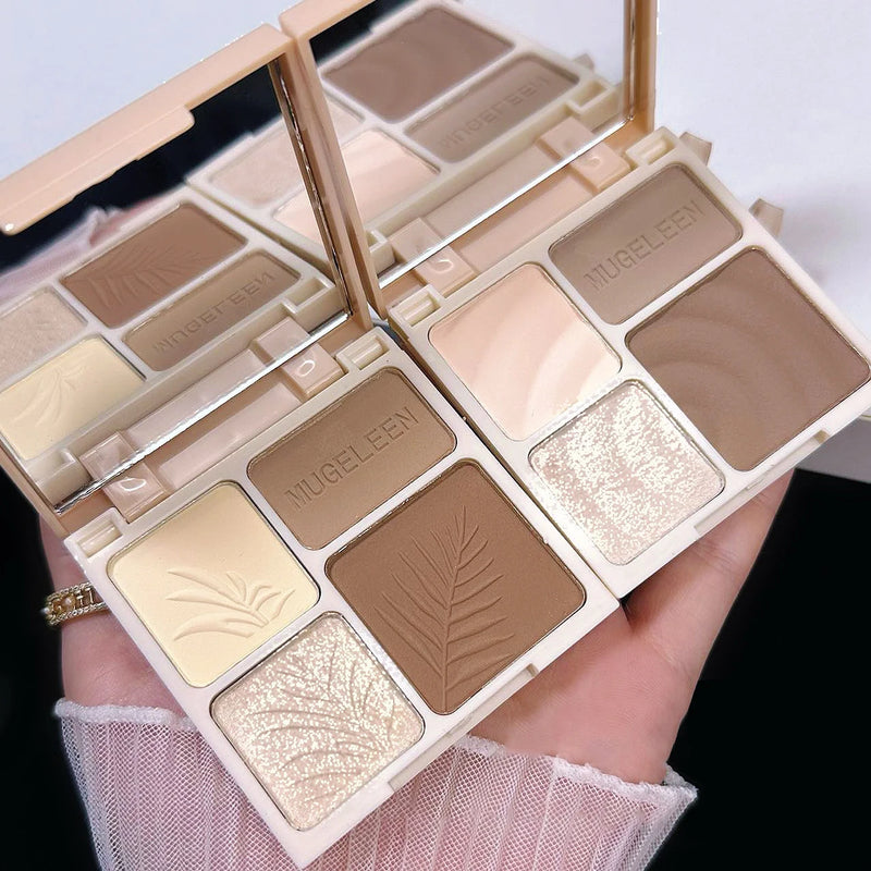 MUGELEEN 4 Color Contour Highlighter Makeup Palette