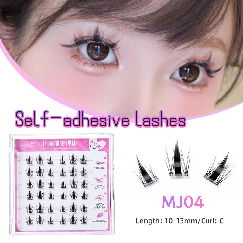 Yelix Large Capacity Self-Adhesive Eyelashes No Glue Fake Lashes Extensions Reusable for Makeup Soft Mink Eyelashes