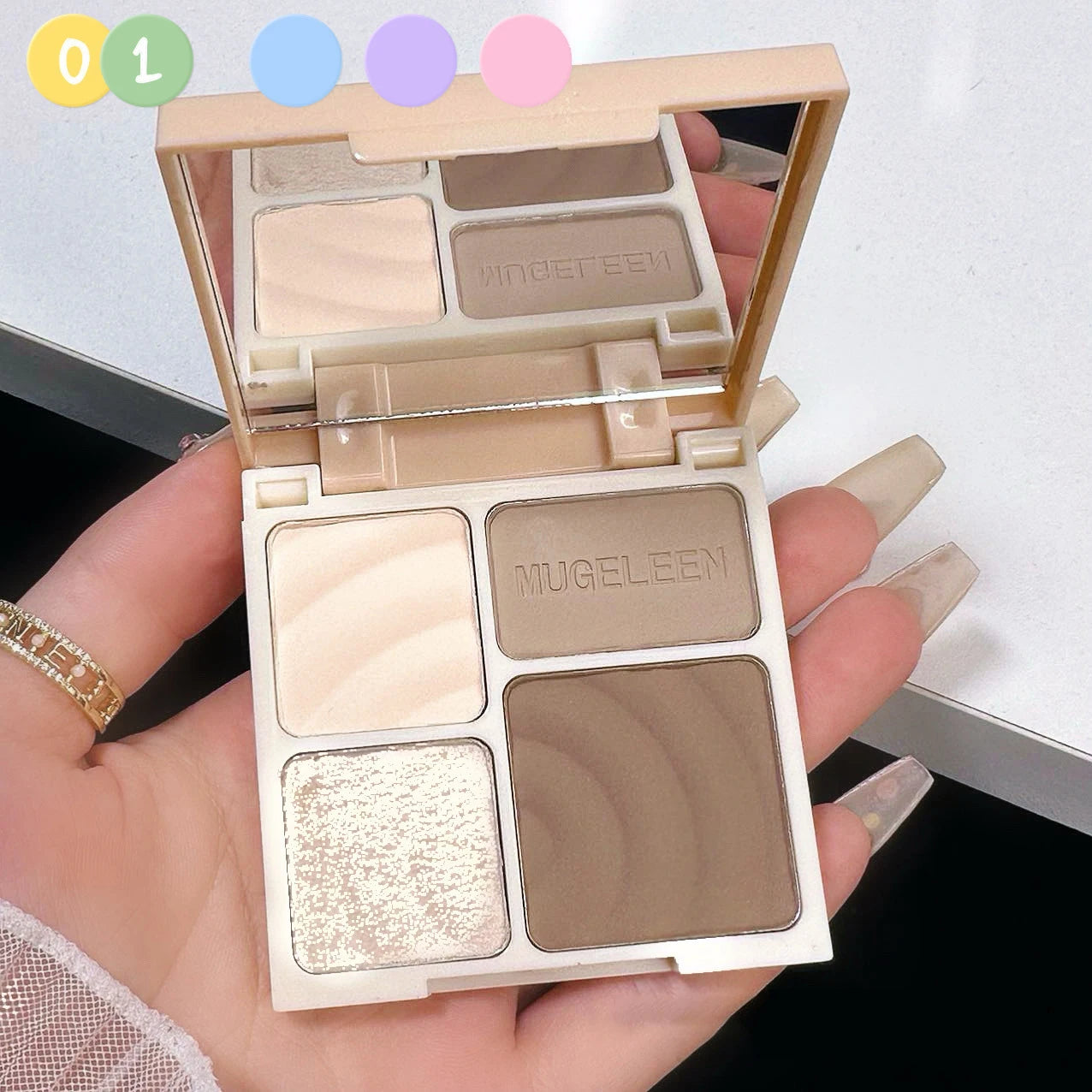MUGELEEN 4 Color Contour Highlighter Makeup Palette