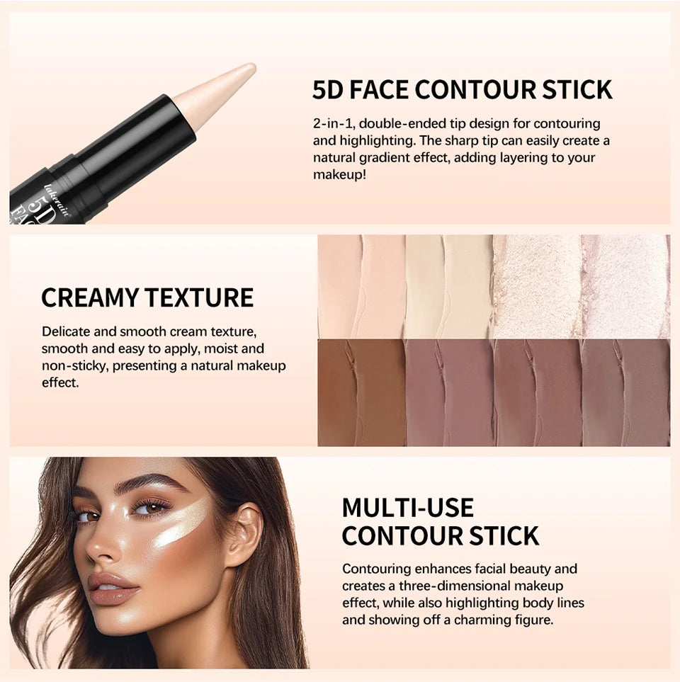Lakerain 5D Dual-Ended Contour & Highlighter Stick for Face Definition