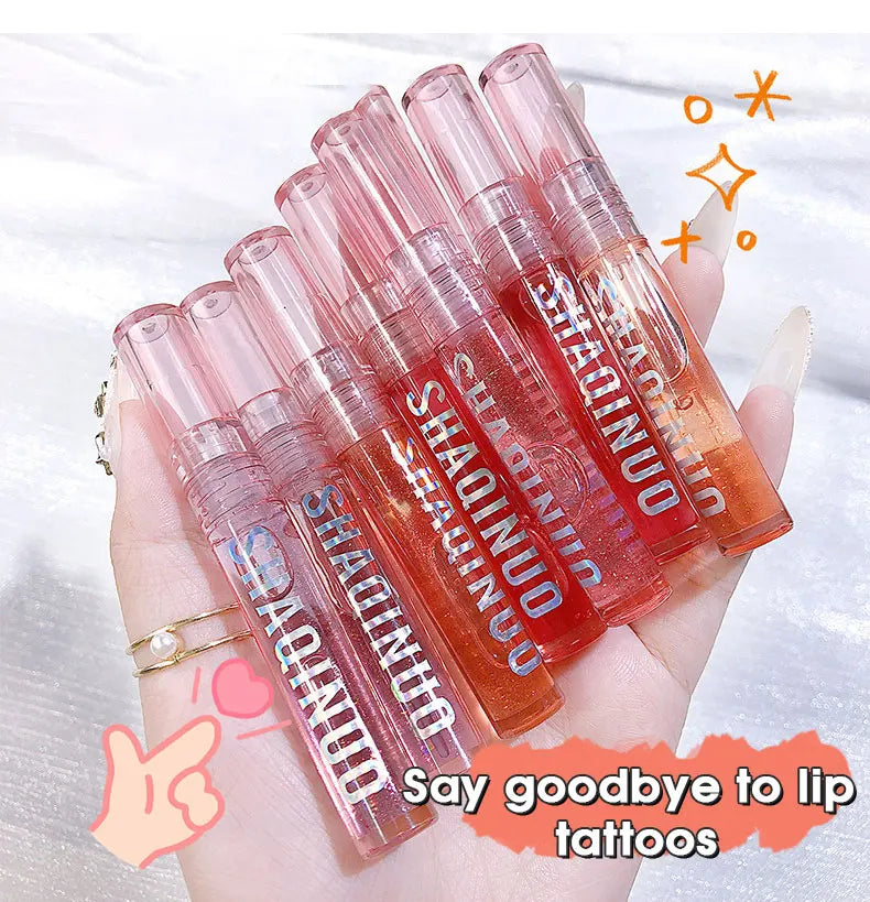 Four pack lip gloss set box, water gloss jelly lip gloss, moisturizing glass lips, not easy to stick to cup