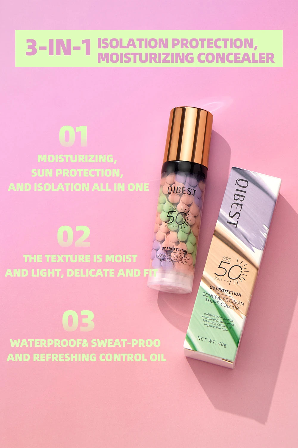 QiBest Three Color Liquid Concealer Makeup Primer