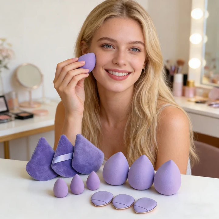 12-Piece Makeup Sponge & Puff Set for Wet & Dry Blending