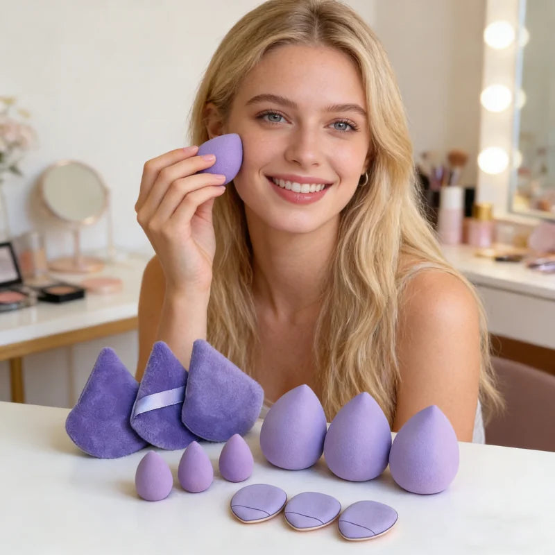 12-Piece Makeup Sponge & Puff Set for Wet & Dry Blending