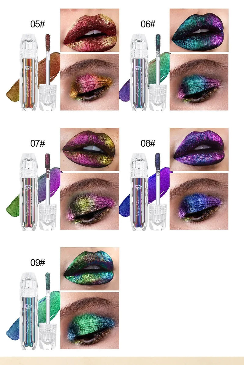 Chameleon Liquid Eyeshadow Metal Chameleon Makeup Lipgloss Shimmer Pigment Glitter Eye Shadow Lipstick Shine Diamond Eyeshadow