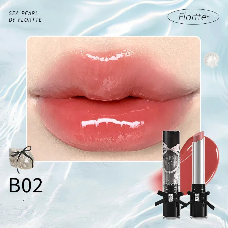 FLORTTE Glass Sea Series Solid Lip Gloss Water Light Mirror Lip Glaze Moisturizing Long-lasting Lip Tint Lip Plumper Makeup