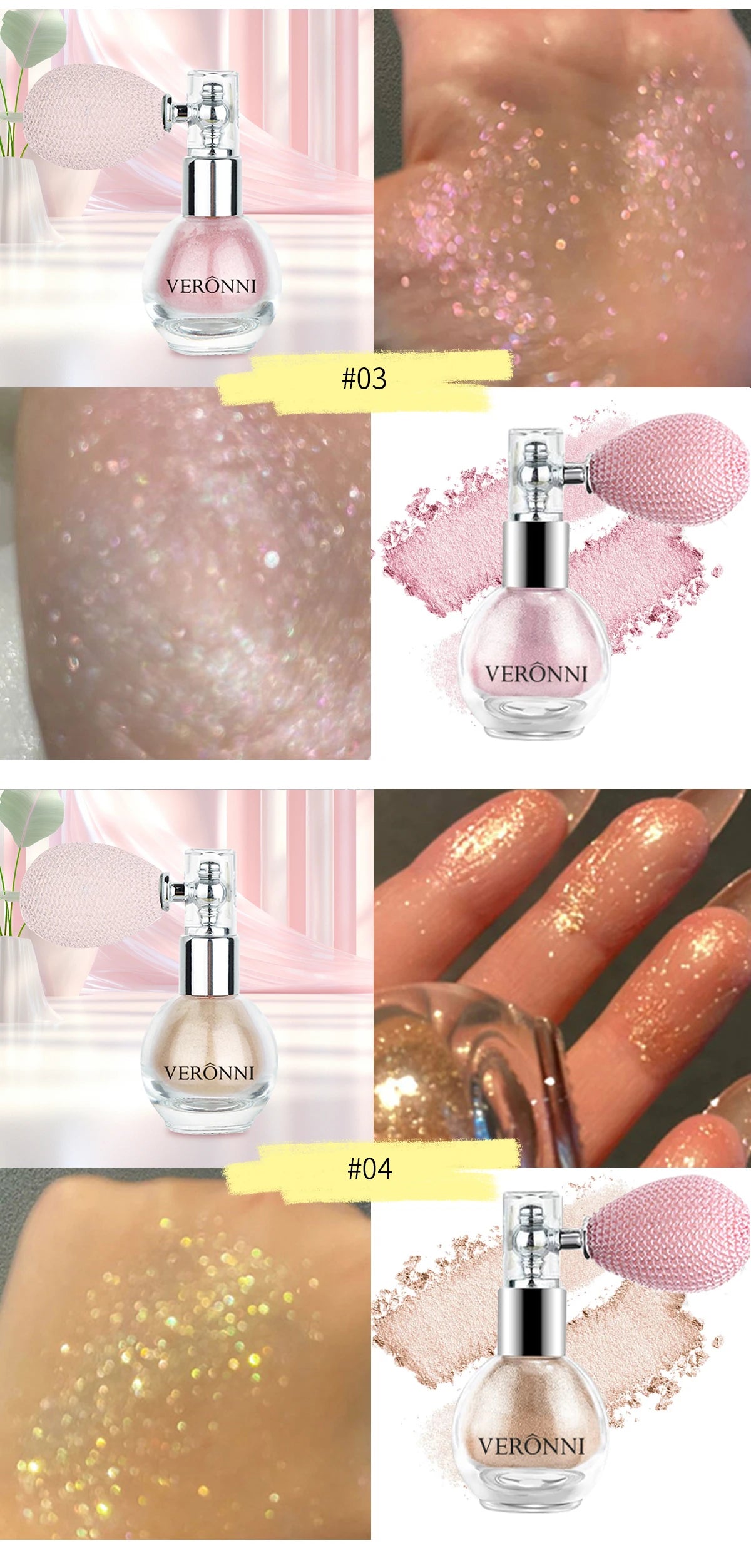 VERONNI Diamond Highlighter Powder Spray for Face & Body
