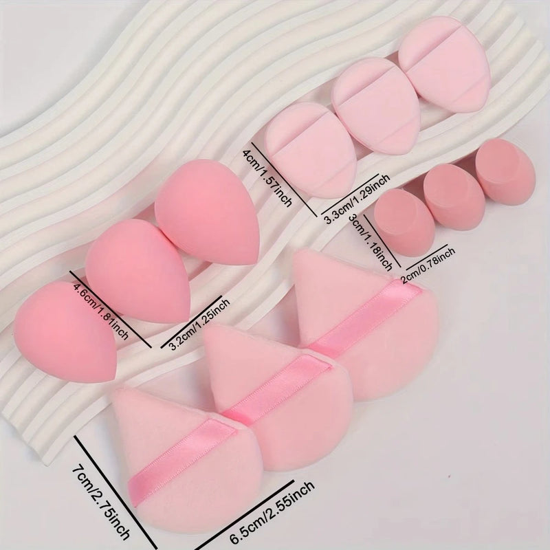 12-Piece Makeup Sponge & Puff Set for Wet & Dry Blending