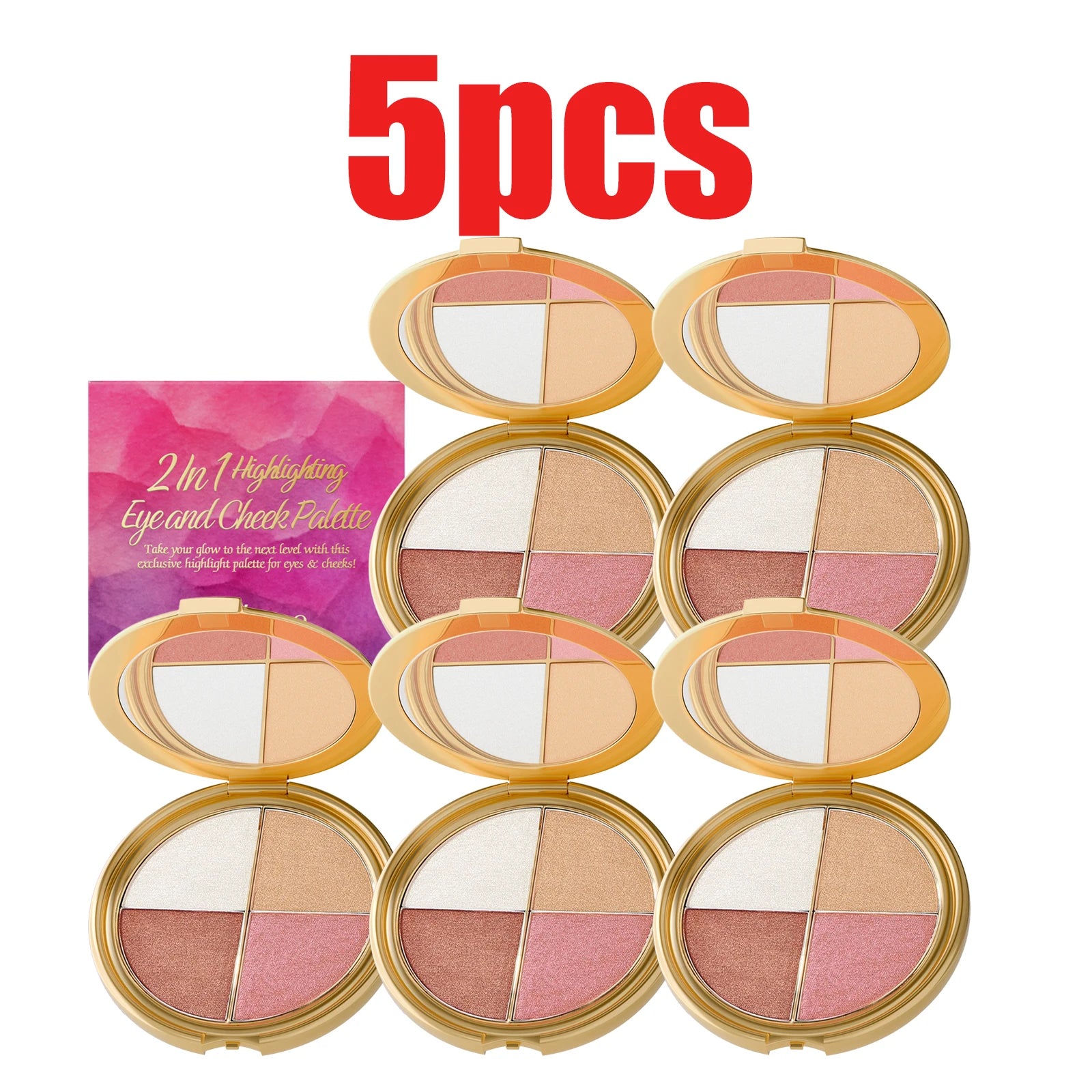 Zephoco 4 Color Highlight Eye and Cheek Makeup Palette