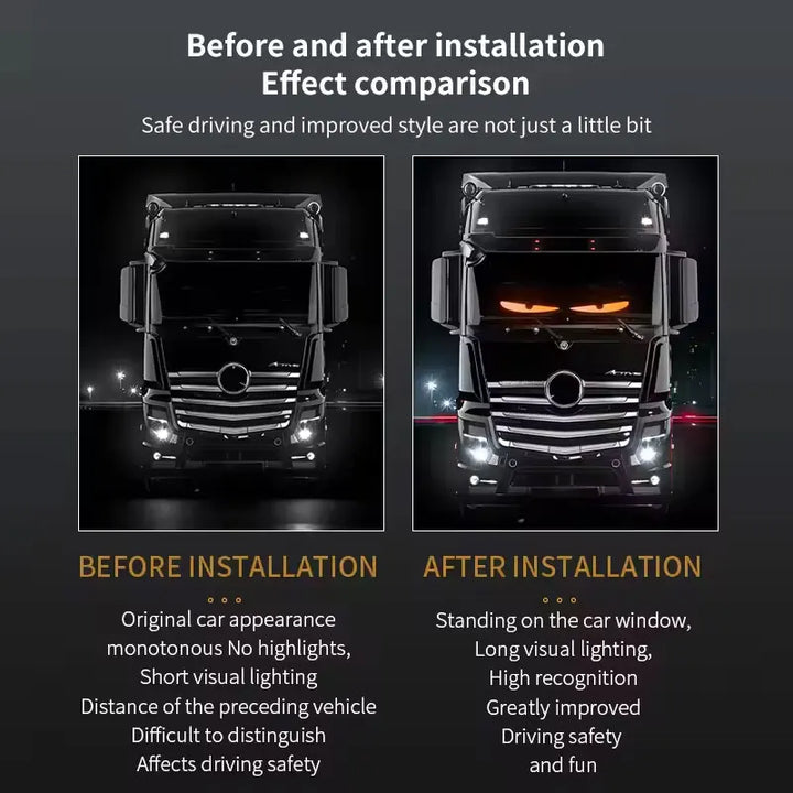New APP LED Truck Car Devil Eye Light For Board Windshield Remote Music Control Custom Text Pattern Lighting 12V 24V Display