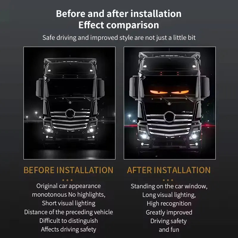New APP LED Truck Car Devil Eye Light For Board Windshield Remote Music Control Custom Text Pattern Lighting 12V 24V Display
