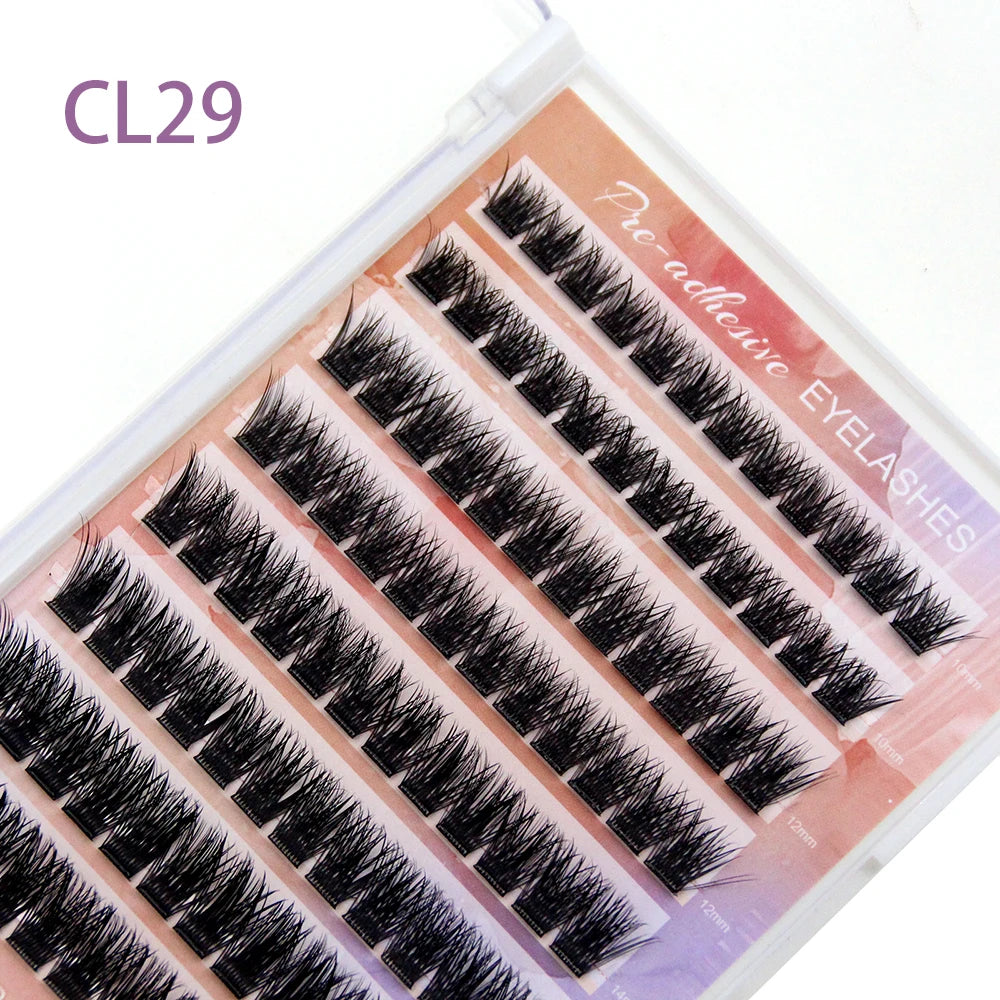 HOLLYLASH Self Adhesive Cluster Lashes Press on Pre Glued Eyelashes Volume Soft No Glue Needed Eyelash Extension Makeup Tools