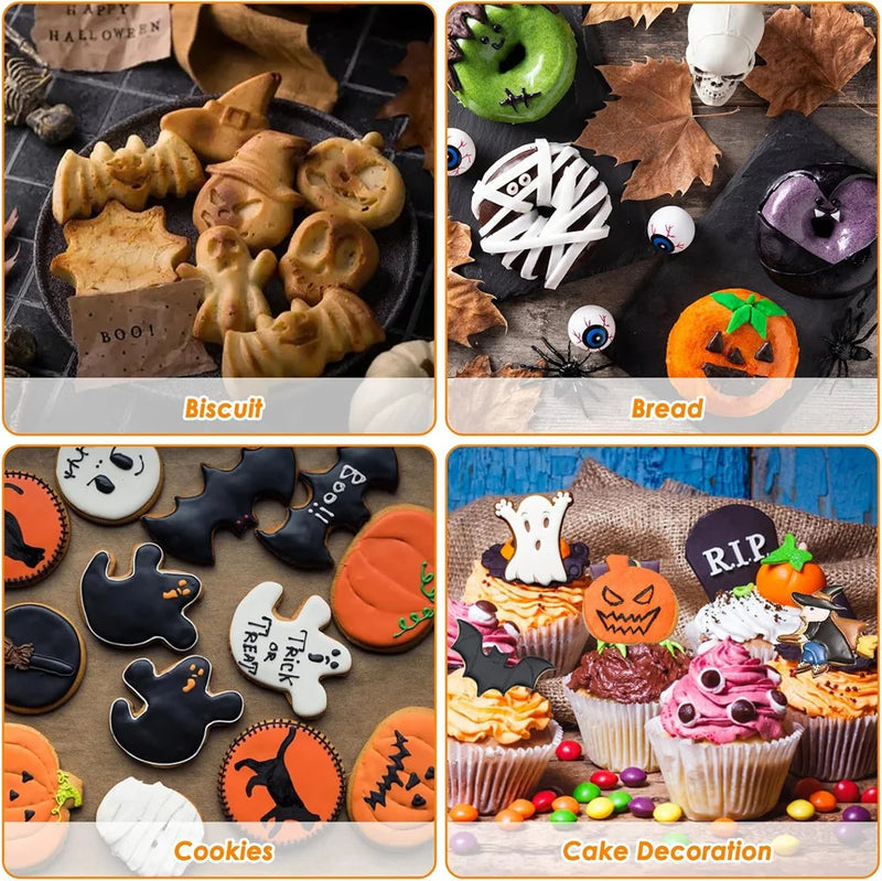 12PCS Halloween Cookie Molds Stainless Steel Cartoon Cookie Molds Bat Shape DIY Decorative Molds Baking Molds Kitchen BakingTooL