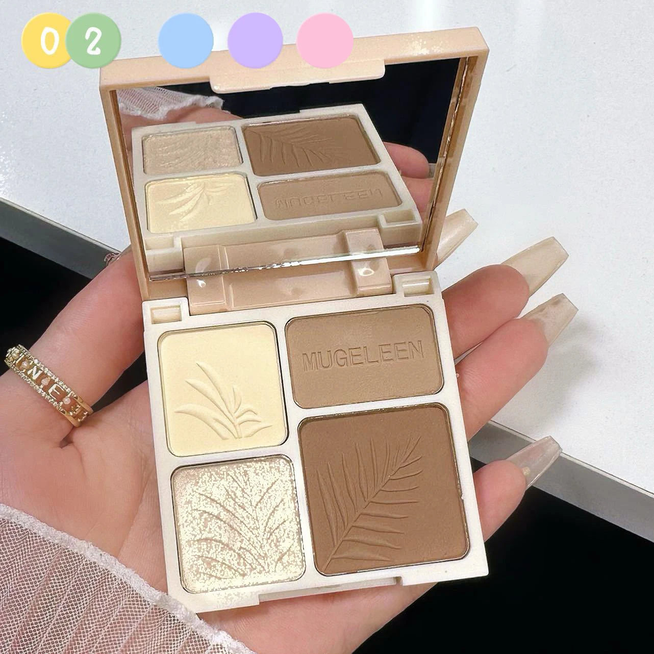 MUGELEEN 4 Color Contour Highlighter Makeup Palette