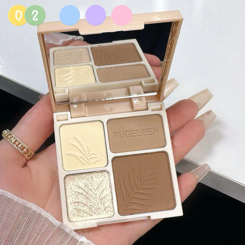MUGELEEN 4 Color Contour Highlighter Makeup Palette