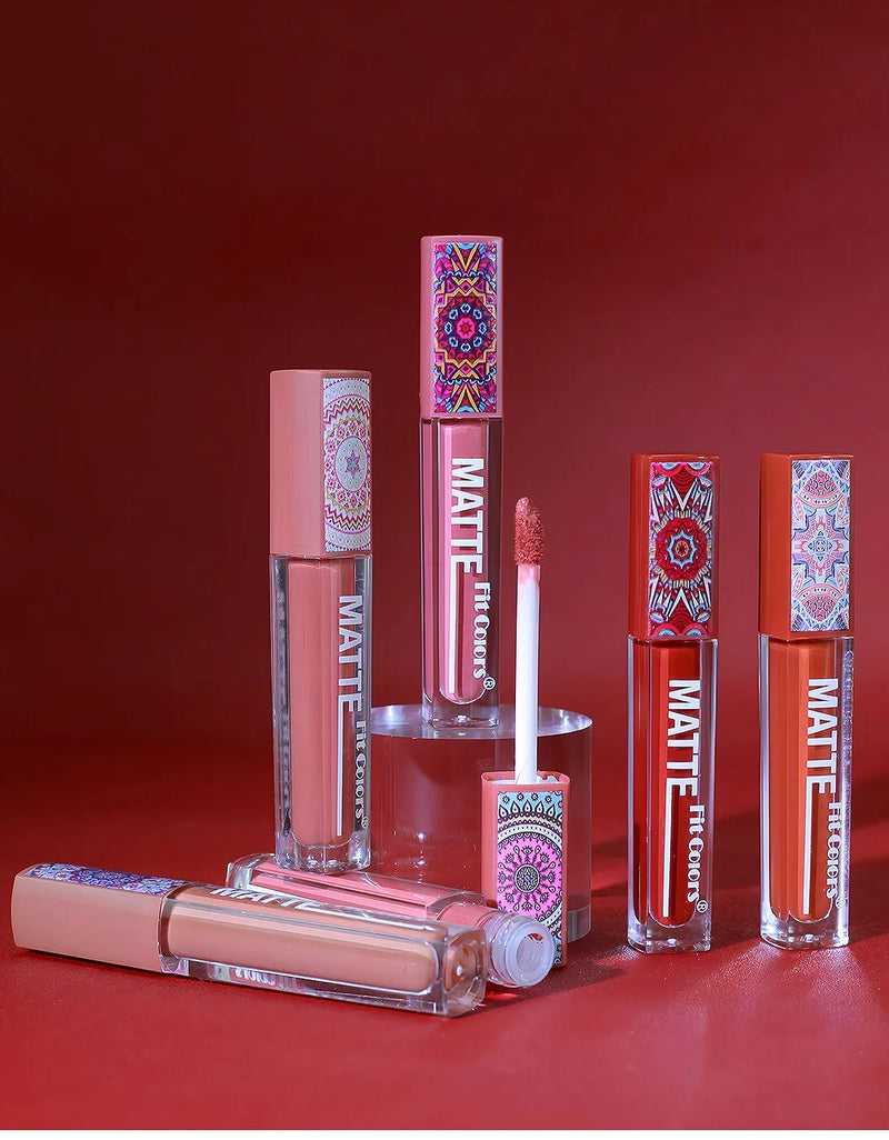 6Colors Waterproof Liquid Lipstick Matte Velvet Clay Texture Lip Gloss Bohemian Style Earth Brown Lasting Non Stick Cup Makeup
