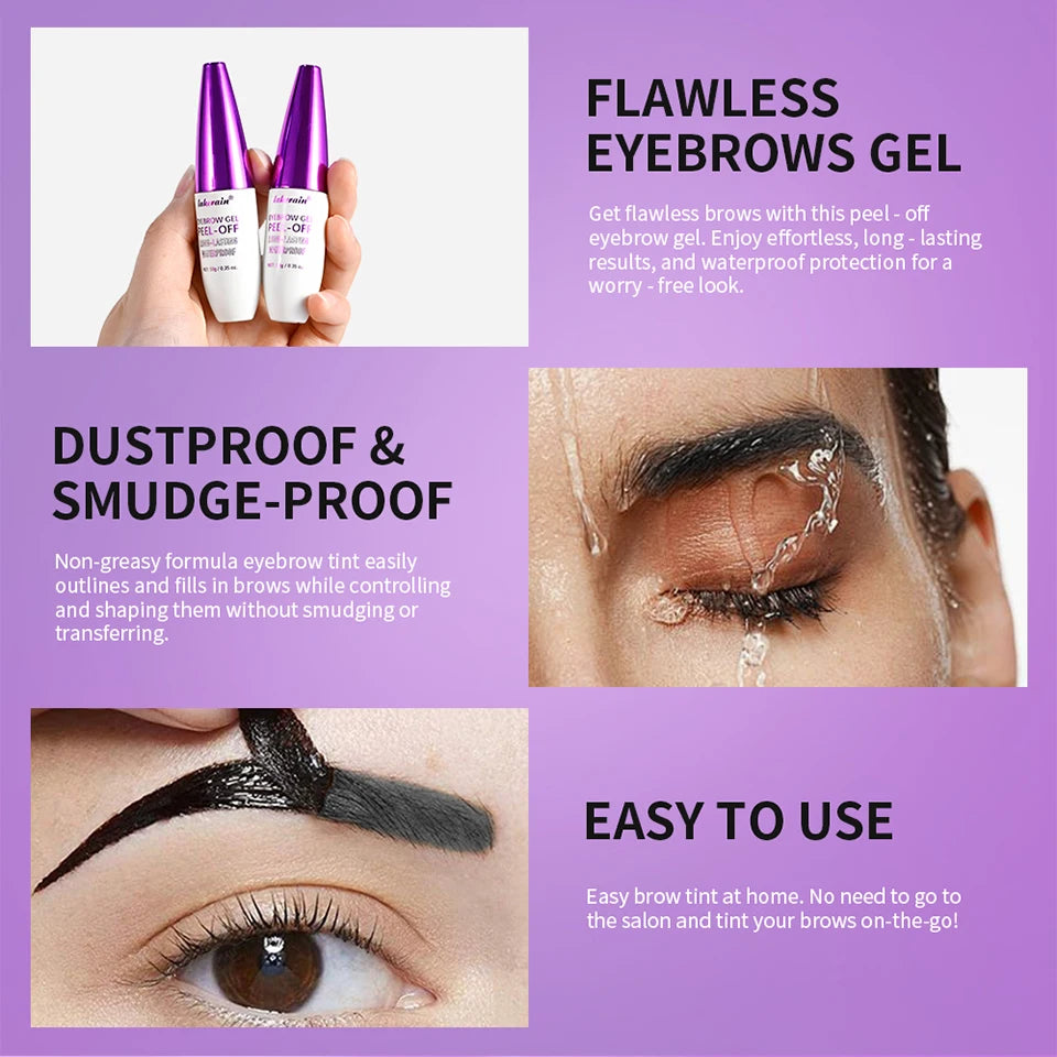 4Color Eyebrow gel Tint  peel-off waterproof Tattoo Brow Tint Smudge-Proof Sweat Resistant Waterproof non-sticky Cosmetics