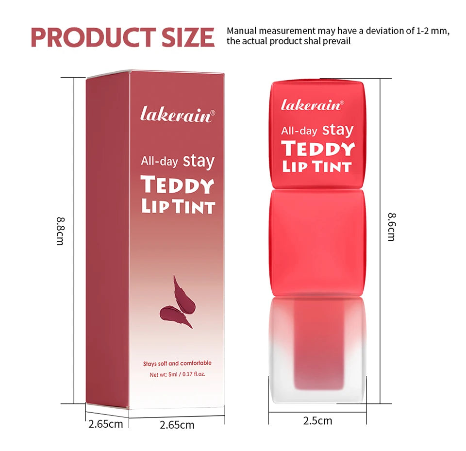 Lakerain Waterproof Teddy Lip Gloss Velvet Matte Lip Mud Long-lasting Coloring Lipstick Light Non-transfer Lip Glaze Face Makeup