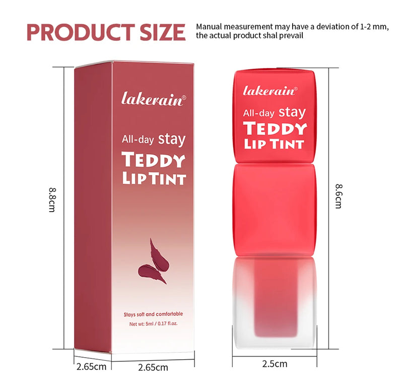 Lakerain Waterproof Teddy Lip Gloss Velvet Matte Lip Mud Long-lasting Coloring Lipstick Light Non-transfer Lip Glaze Face Makeup