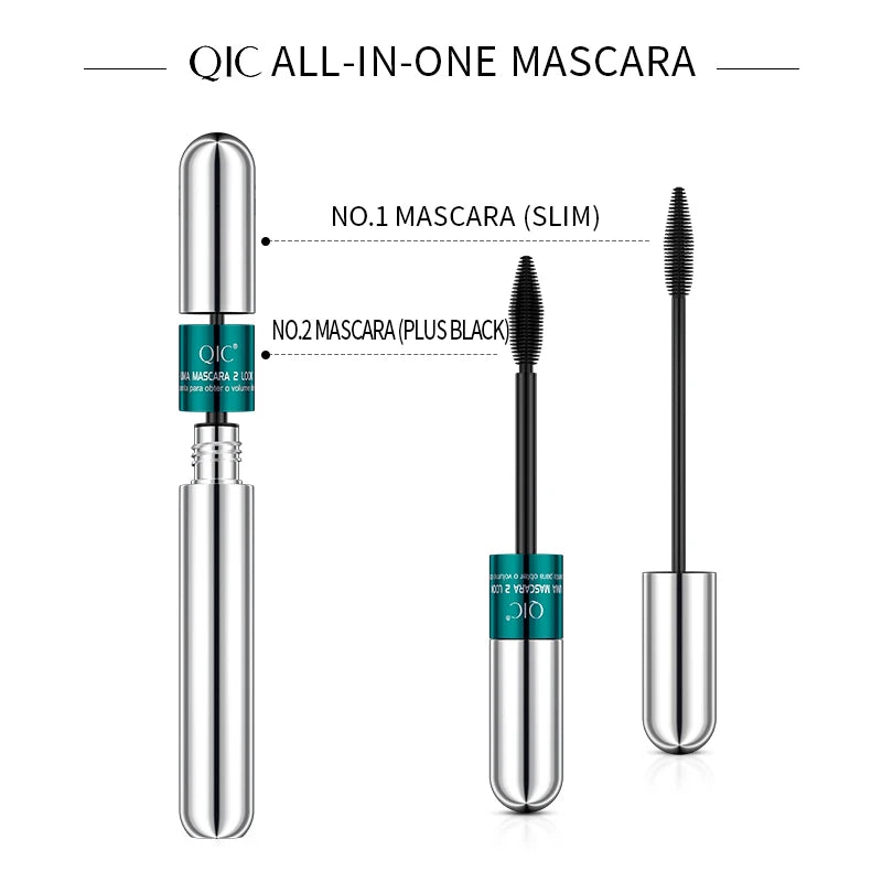 4D Mascara Double Effect Lengthen Curling Thick Eyelash Extension Long Lasting Silk Fiber Eye Lashes Makeup Mascara Cosmetics