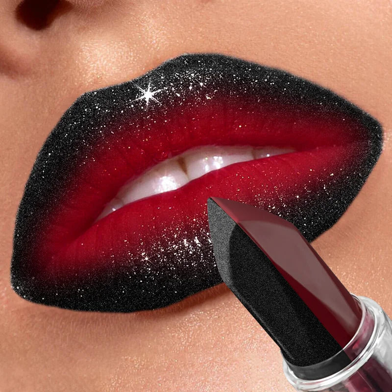 Lipstick Waterproof Long Lasting Moisturizing Matte Non-stick Cup Pearlescent Diamond Lip Tint Red Sexy Lips Makeup Halloween
