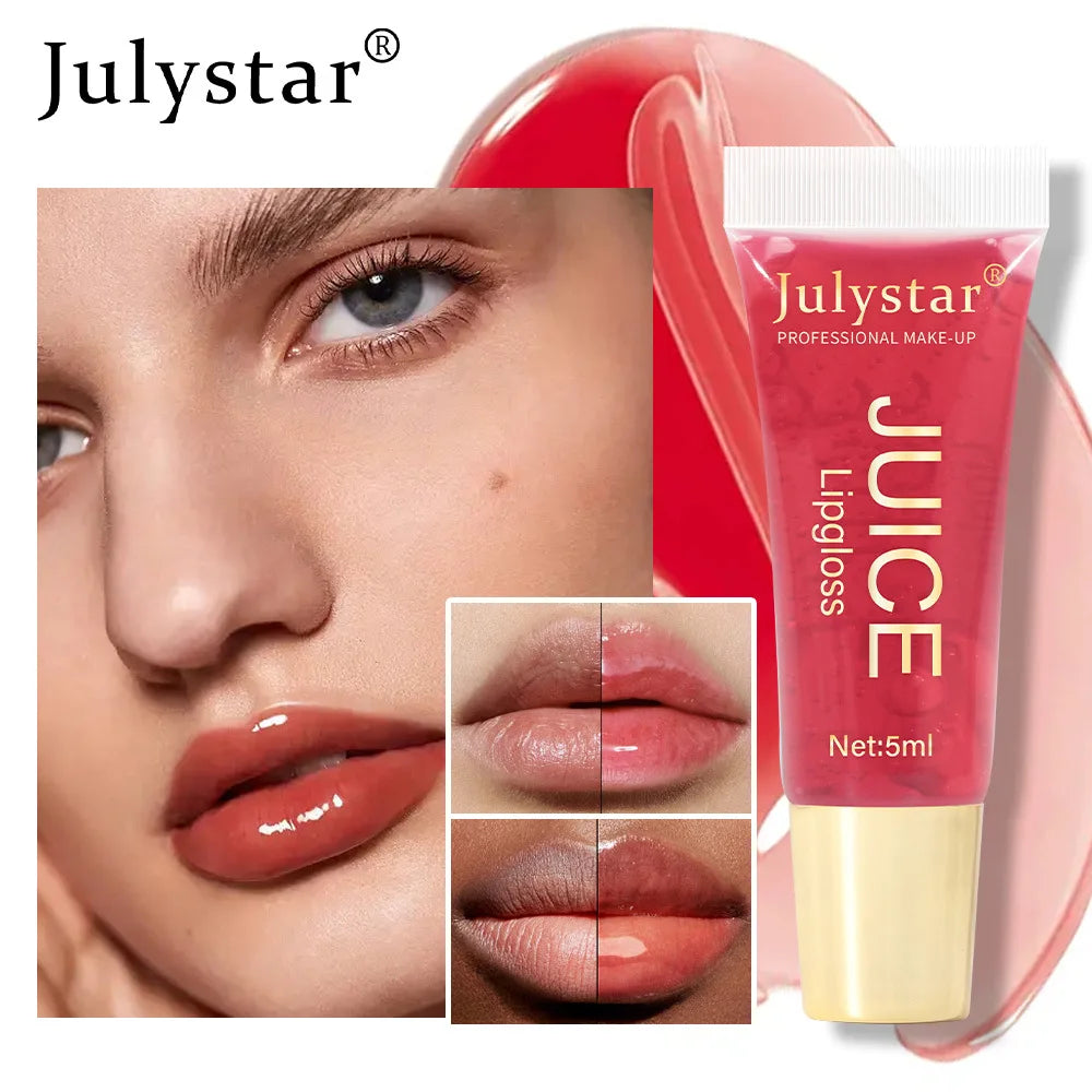 Nude Brown Plumping Lip Gloss Moisturising Fruit Lip Oil Transparent Fullness Lips Tint Soft Tube Makeup Applicator Beauty Care