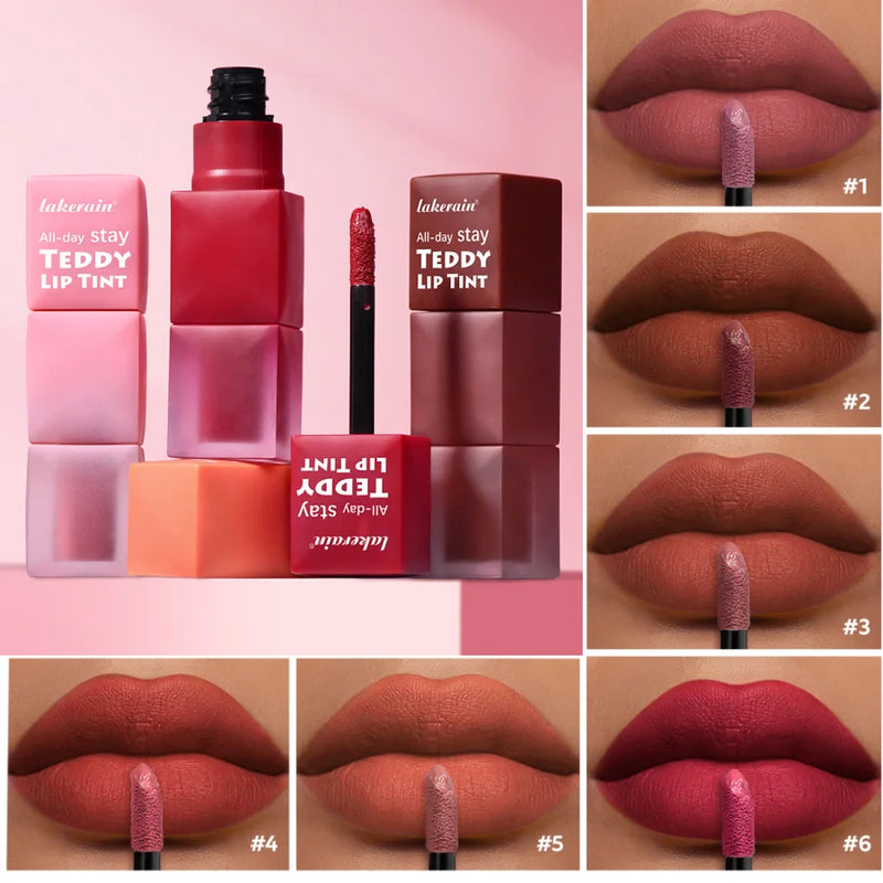 Lakerain Waterproof Teddy Lip Gloss Velvet Matte Lip Mud Long-lasting Coloring Lipstick Light Non-transfer Lip Glaze Face Makeup