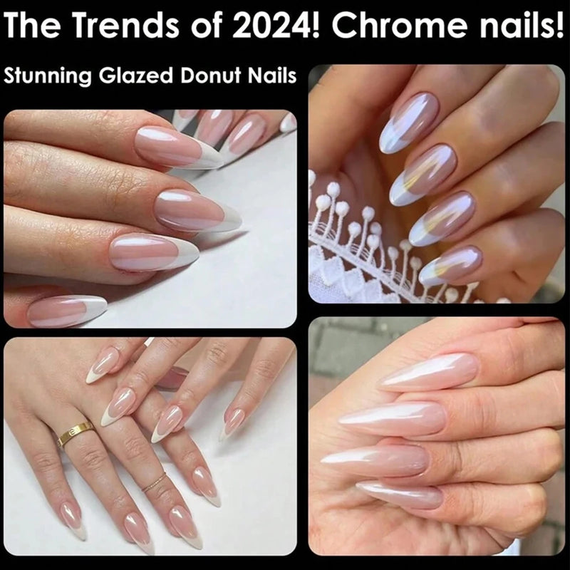 1pc Chrome Nail Powder Ice Transparent Aurora High Gloss Pearl Rainbow Color Powder Metal Pigment Nail Art Creation