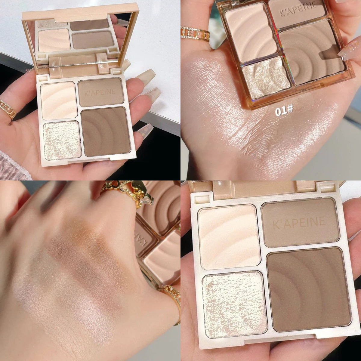 MUGELEEN 4 Color Contour Highlighter Makeup Palette