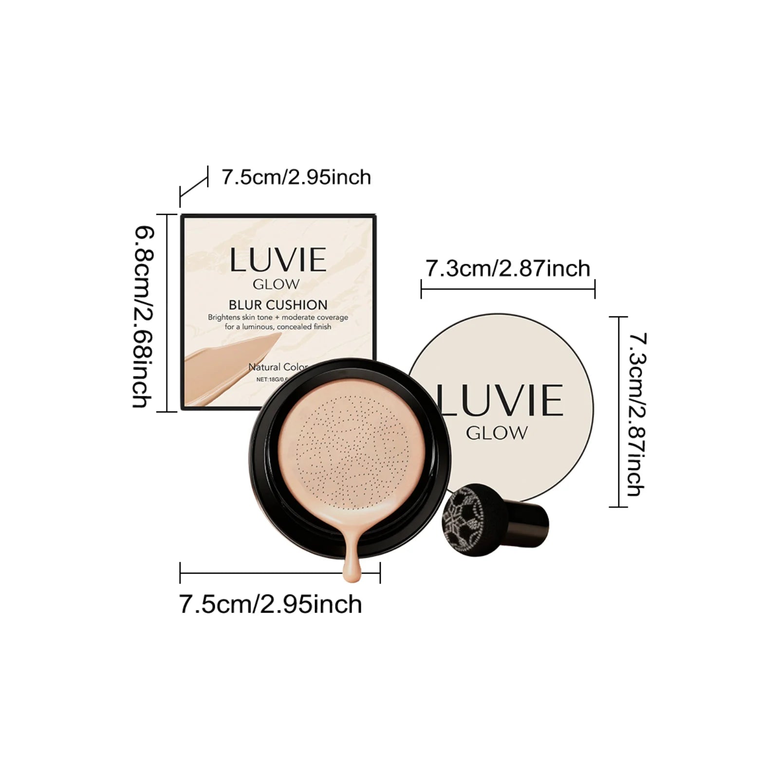 LUVIE GLOW Mushroom Head CC Cream – Hydrating Full Coverage