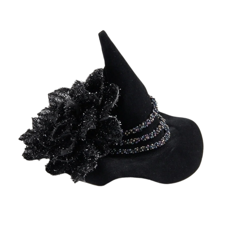 Flower Witch Hat Hair Clip Skull Spider Gothic Style Halloween Hair Clip Headdress Dark Black Witch Hairpins Cosplay