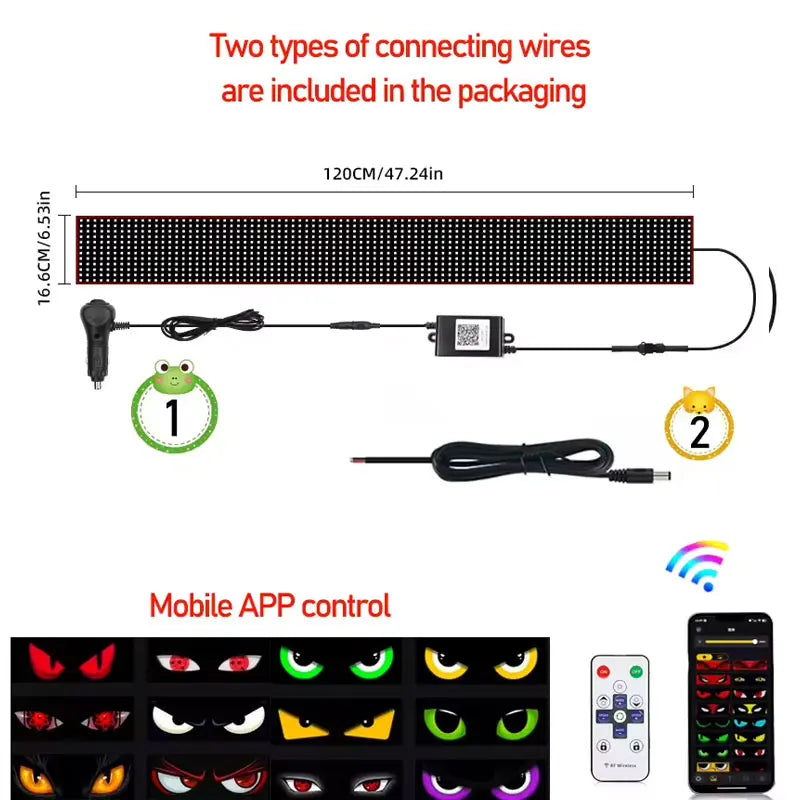 New APP LED Truck Car Devil Eye Light For Board Windshield Remote Music Control Custom Text Pattern Lighting 12V 24V Display