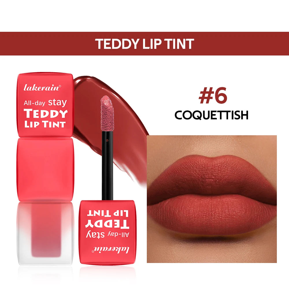 Lakerain Waterproof Teddy Lip Gloss Velvet Matte Lip Mud Long-lasting Coloring Lipstick Light Non-transfer Lip Glaze Face Makeup