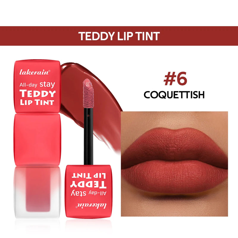Lakerain Waterproof Teddy Lip Gloss Velvet Matte Lip Mud Long-lasting Coloring Lipstick Light Non-transfer Lip Glaze Face Makeup